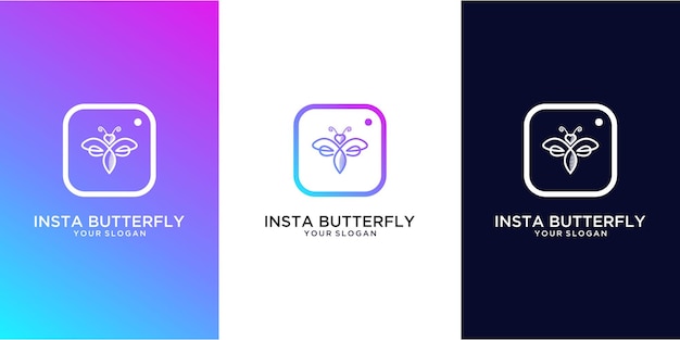 Vettore insta farfalla logo design