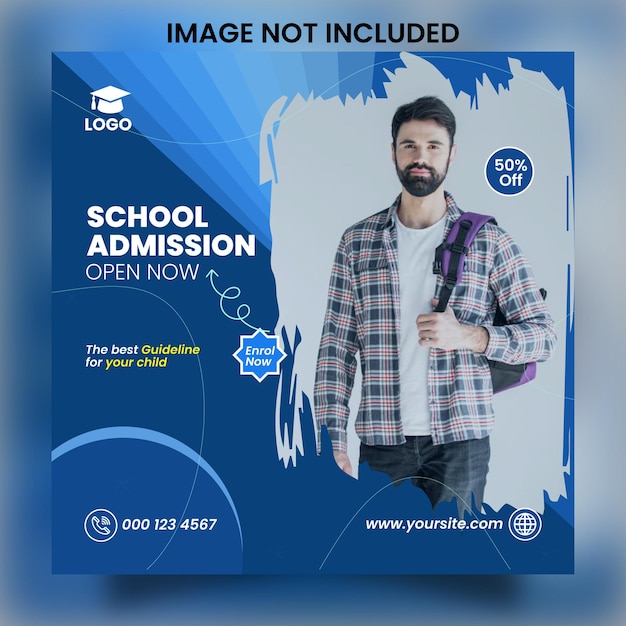 프리미엄 벡터를 사용한 Instagram 광고 포스트 디자인 현대 학교 입학