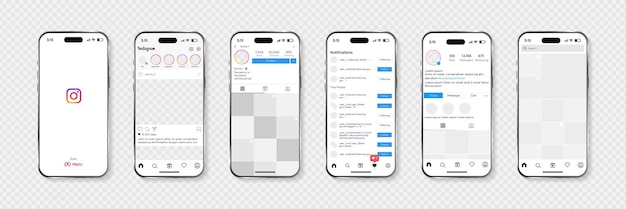 Vettore app instagram sullo schermo iphone smartphone con modello instagram ombra