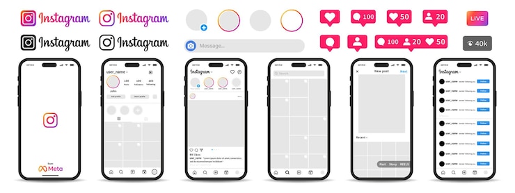 Vector 인스타그램 애플리케이션 인터페이스