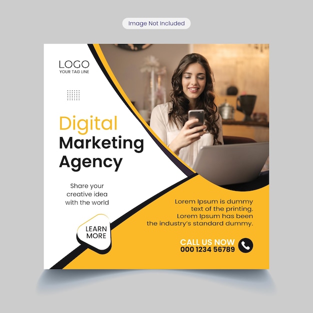 Instagram-banner voor digitaal marketingbureau en postsjabloon voor sociale media