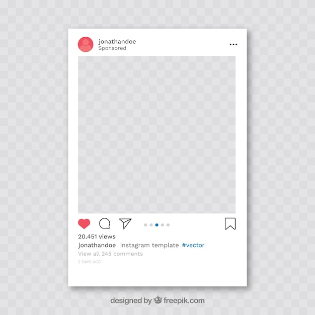 Vector instagram-bericht met transparante achtergrond