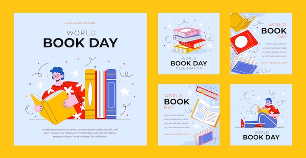 Instagram-berichtenverzameling voor de viering van de wereldboekendag