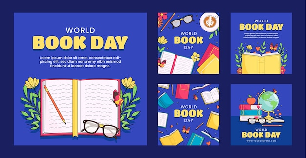 Instagram-berichtenverzameling voor de viering van de wereldboekendag