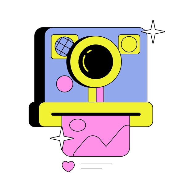 Vector instagram camera neo brutalism illustration pack