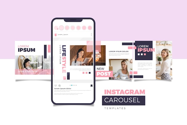 Vector instagram carousel interface template