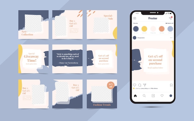 Instagramカルーセルテンプレートファッションセールプロモーションの投稿