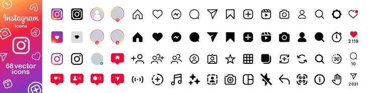 Instagram collectie set iconen Instagram knoppen en logo set