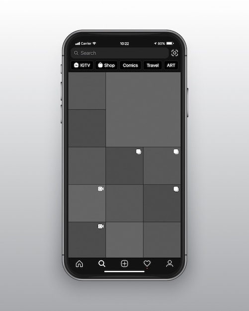 Шаблон пользовательского интерфейса instagram dark mode