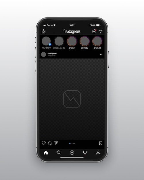 Modello ux ui modalità oscura di instagram