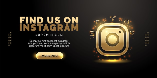 Design instagram in oro su sfondo nero