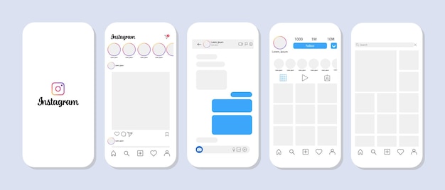 Дизайн instagram установить шаблон социальных сетей и сетевого интерфейса