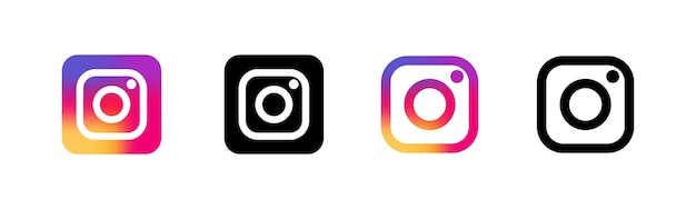 Instagram Different styles color Instagram social network Instagram logo Vector icons