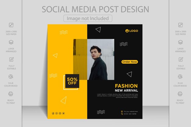 Instagram, Facebook and social media post web banner template for online fashion sale