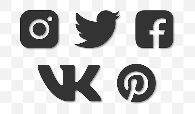 Instagram facebook twitter pinterest vk youtube set di icone del logotipo dei social media illustrazione vettoriale editoriale eps 10