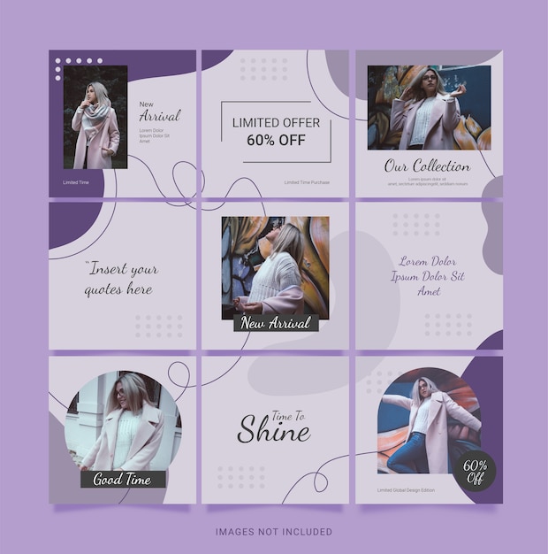Instagram fashion template social media puzzle post