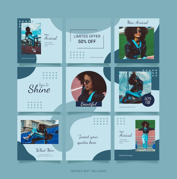 Vettore instagram fashion women puzzle template post