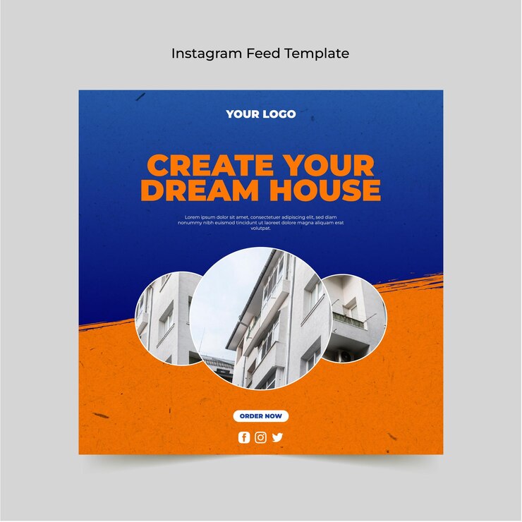 Vector instagram feed dream home tamplate