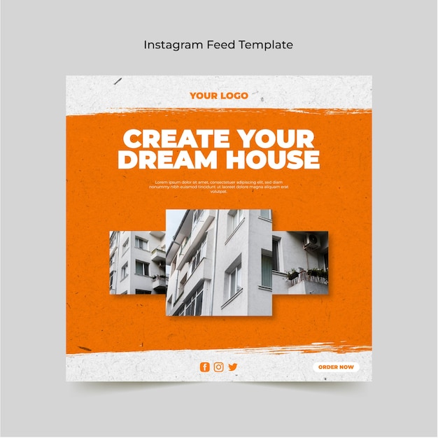 Vector instagram feed dream home tamplate