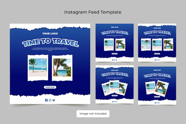 Vector instagram feed tamplate traveling collection