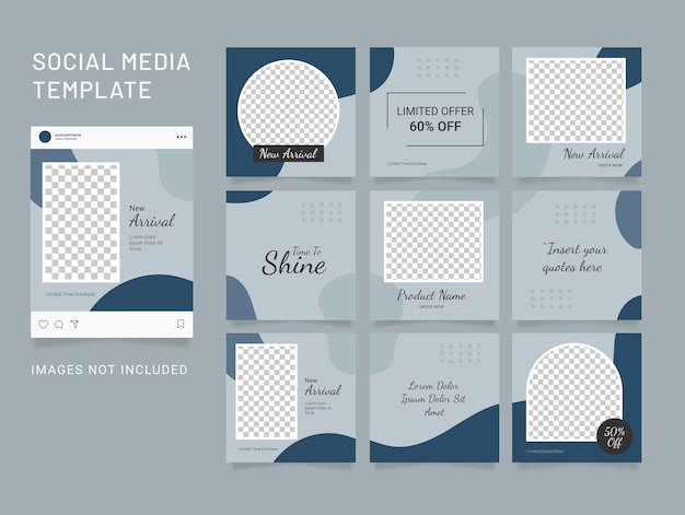 Vettore instagram feed template puzzle social media moda donna