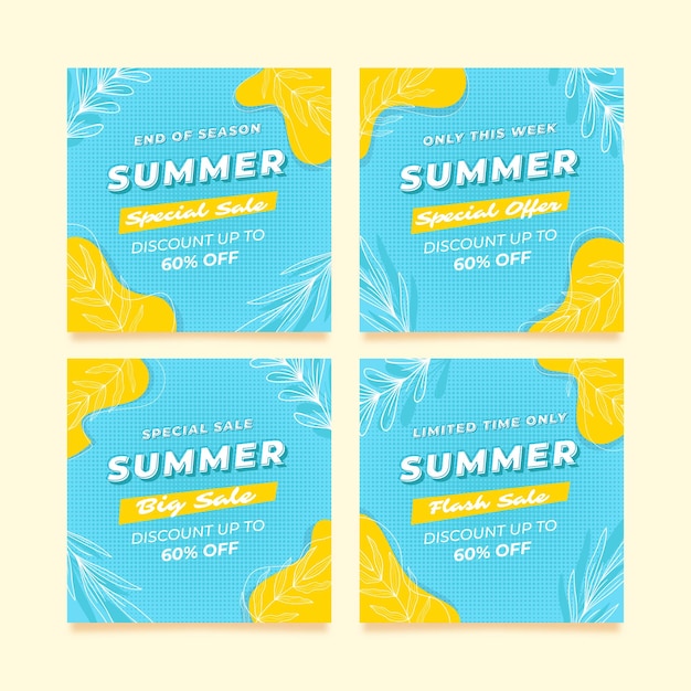 Vector instagram feed template summer promotion