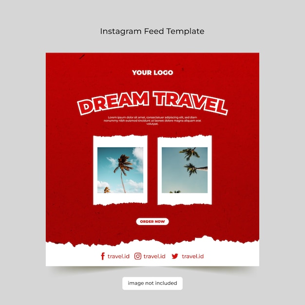Vector instagram feed travel template