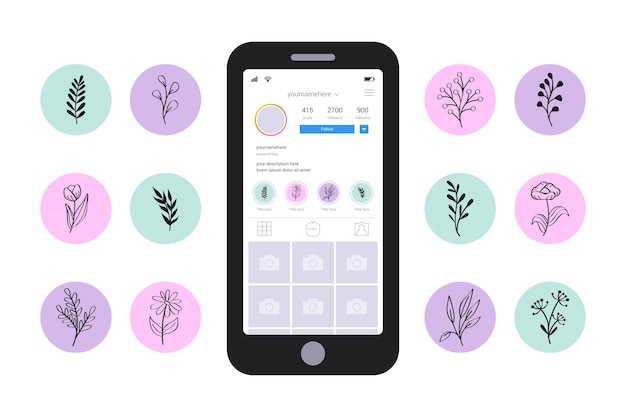 Instagram floral stories highlights