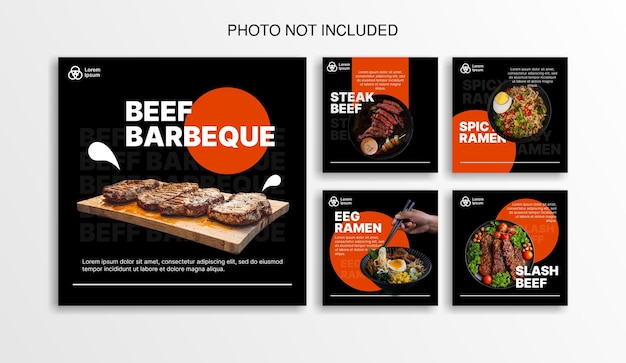 Vector instagram food template black