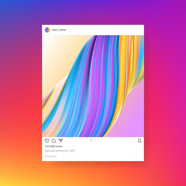 Vector instagram fotolijst sjabloon met creatieve achtergrond met kleurovergang illustratie.