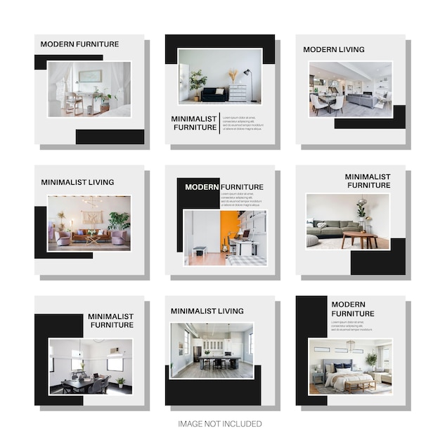 шаблоны ленты мебели instagram с монохромным цветом