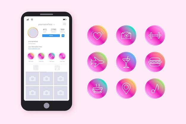 ベクトル instagramのグラデーションストーリーのハイライト