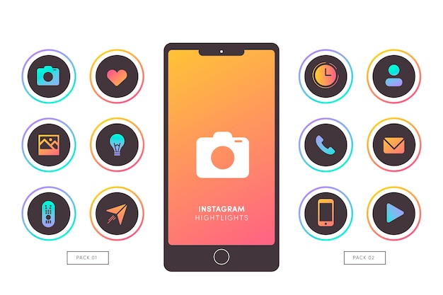 Vector instagram gradient stories highlights