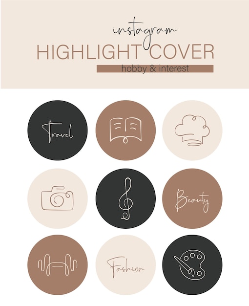 Premium Vector | Instagram highlight cover hobby and interest