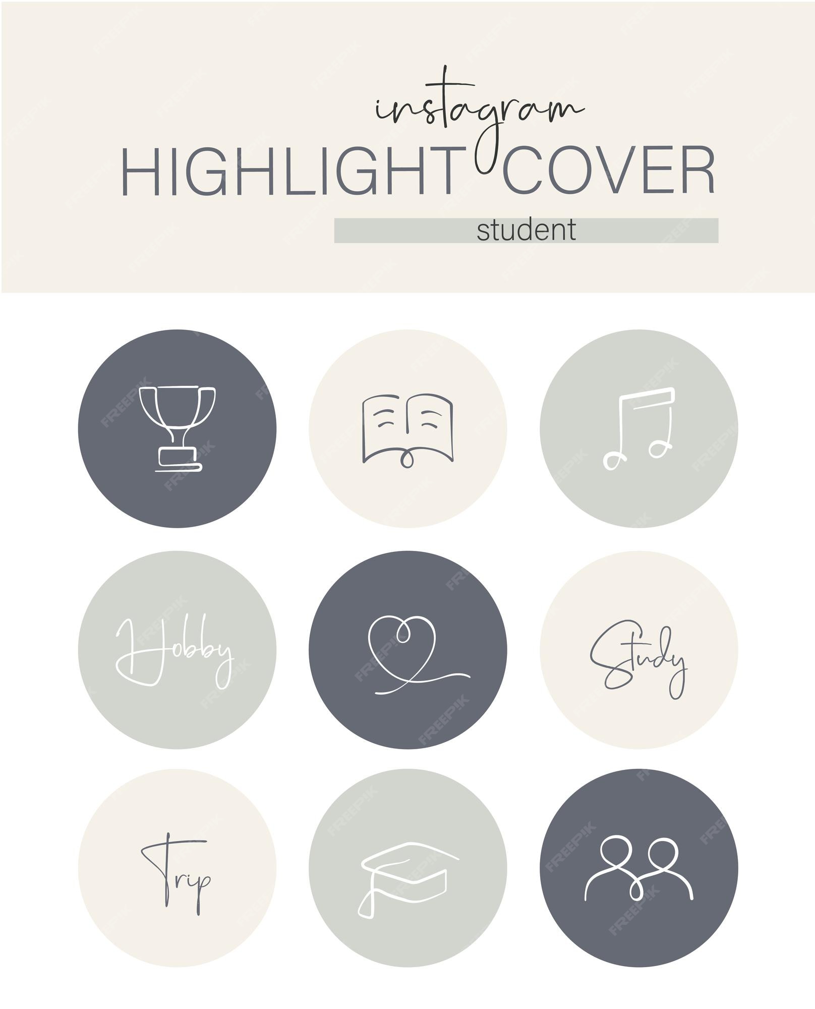 Premium Vector  Instagram highlight cover student