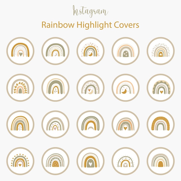 Instagram highlight cover with boho rainbow