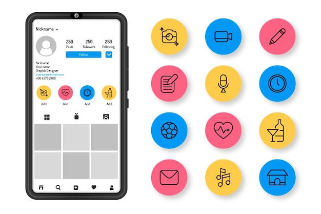 Vector instagram icon stories highlights