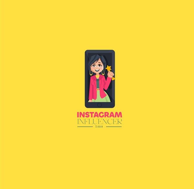 Instagram influencer vector mascot logo template