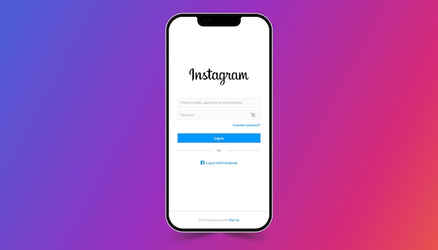 Instagram-inlogscherm op mockup voor mobiele telefoons