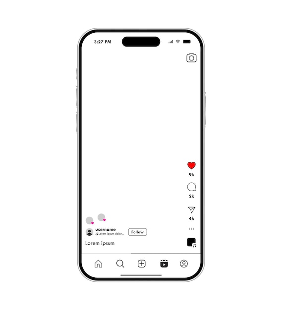 instagram interface mockup on a smartphone