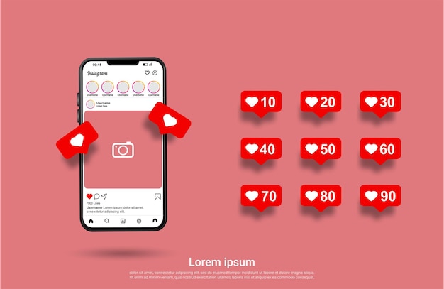 Instagram interface social media template with phone