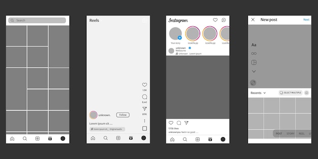 Vettore vettore di interfaccia di instagram