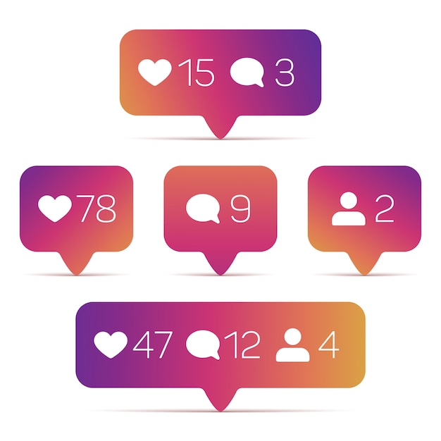 Instagram like, follower, comment icons