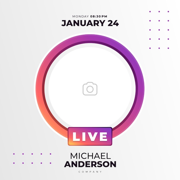 Vector instagram live post template for social media