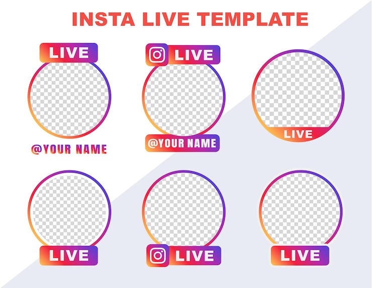 Vector 아이콘 세트와 함께 인스타그램 라이브 사용자 스토리 프레임