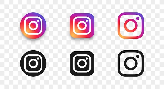 Instagram logo iconen collectie in verschillende stijl Sociale netwerk iconen Vector illustratie