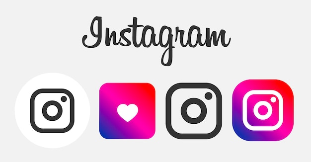 Instagram logo set. Most popular social media. Vector