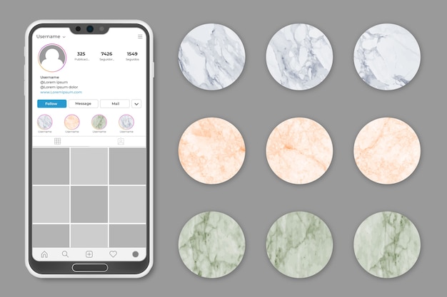 Instagram marble stories highligts collection