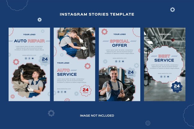 Vector instagram mechanic stories set