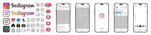 iPhone 14 の Instagram モックアップ。 Instagram 画面のソーシャル メディアとソーシャル ネットワーク インターフェイス テンプレート s